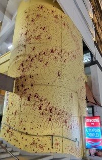 The Path by Australian artist Tom Civil on the pillar of Chinatown Complex.