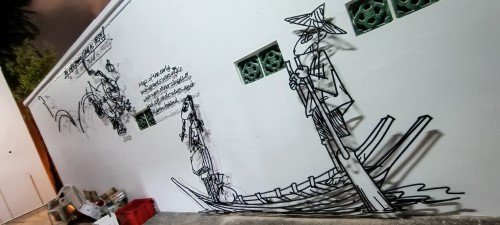 My wife is here Metal caricatures by SCULPTUREATWORK at Craig Rd.