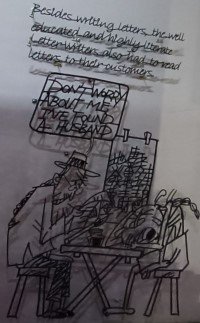 Letter Writer Metal caricatures by SCULPTUREATWORK at Craig Rd.