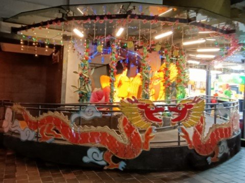 Year of the Dragon Display of Dragons by Unknown Artist beside Chinatown Complex.