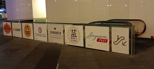 Escalator to the underground walkway.