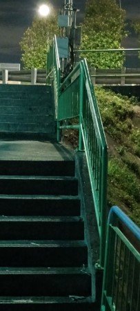 Climb the stairs to the Kallang Bridge.