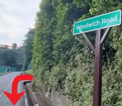 Into Woolwich Rd and walk down.