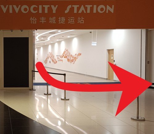 Get off the Sentosa Express at VivoCity Station and turn left.