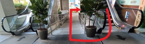 U-turn to walk down to the slope and turn right.