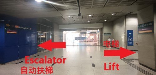 To MRT HarbourFront Station (NE1, CC29) Exit C by following the signs provided.
