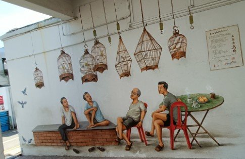 叶耀宗创作的《鸟鸣角》壁画。