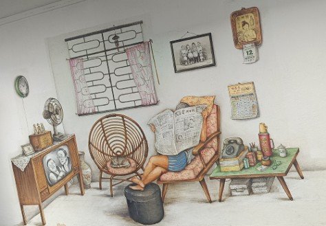 叶耀宗的家壁画。